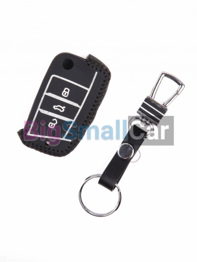 Чехол Для Ключа Volkswagen, Skoda, Seat (Брелок) String Цвет Кожи Черный bgt1127